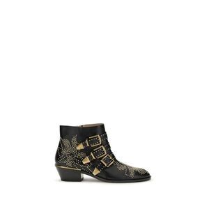 Chloé Black Calf Leather Bos Taurus Lace-Up Women's Boots